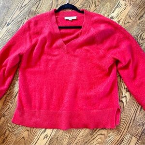 Loft red v neck sweater L